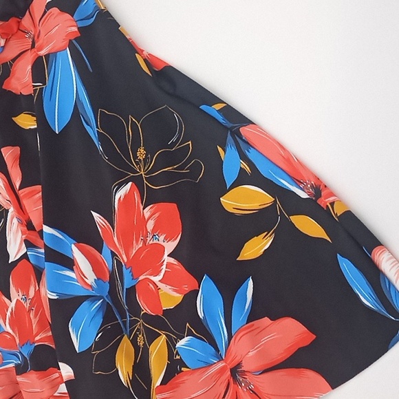 Swim Solutions Floral Park Tummy Control One-Piece‎ Swimdress Black 14 - Picture 5 of 14